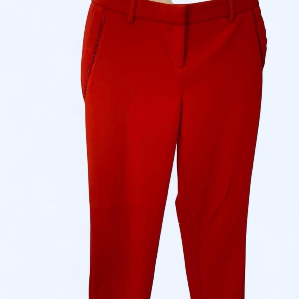 Adrienne Vittadini Vibrant Redish Orange Women's Trousers with pocket detail S